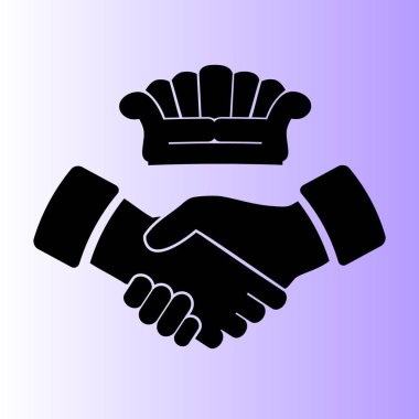 Kanepe ve el sıkışma vektör simgesi