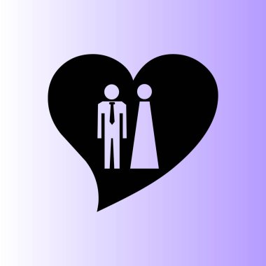 Kalp simgesi. Erkek ve kadın ile vektör çizim