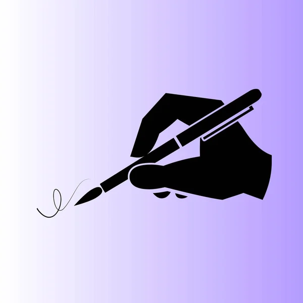 Hand Mit Einem Stift Vektor Symbol — Stockvektor