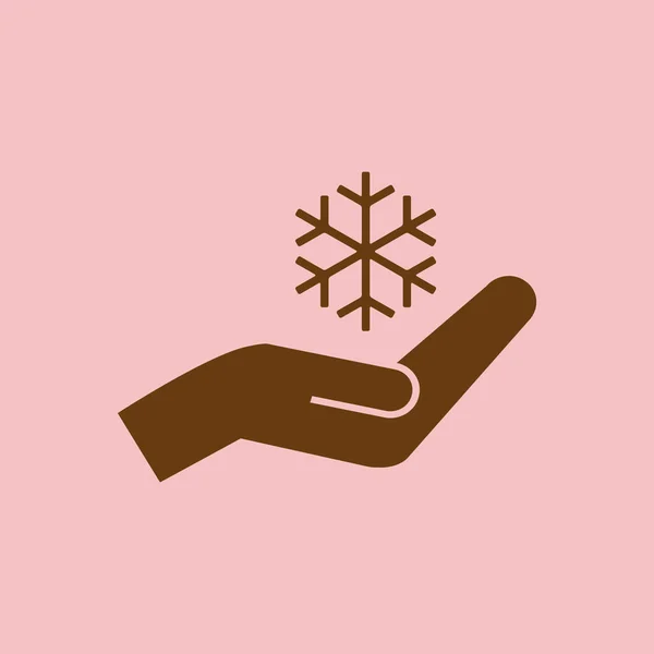 Schneeflocke Und Hand Symbol Einfache Illustration — Stockvektor