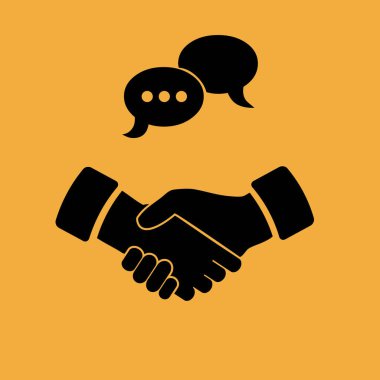 Toplantı simgesi, el sıkışma vektör çizim