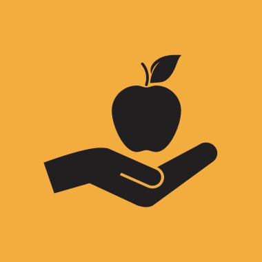 elma ellerimde, vektör simge üzerinde