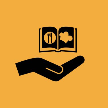 aşçı kitap ve el vektör simgesi