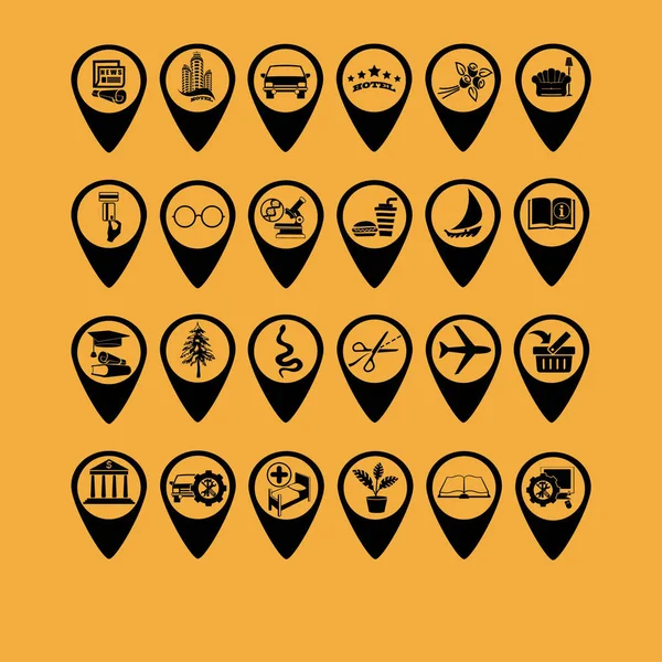 Map Pointers Set Vector Icons — Stock Vector
