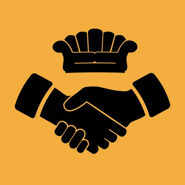 Couch Und Handshake Vektor Symbol — Stockvektor