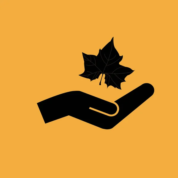 Maple Leaf Silhouet Hand Vectorillustratie — Stockvector