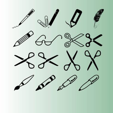 makas, kalem, pencils.vector simgesi