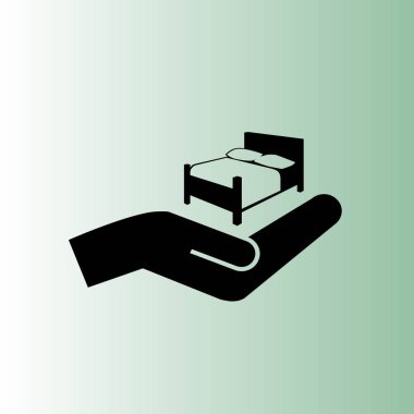 Yatak ve el vektör simgesi