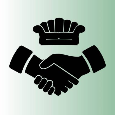 Kanepe ve el sıkışma vektör simgesi