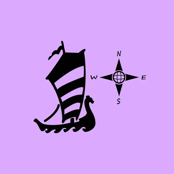 Kompas Boot Vector Iconen — Stockvector