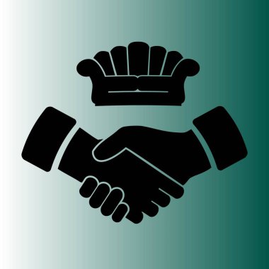 Kanepe ve el sıkışma vektör simgesi