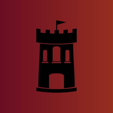 Degrade kırmızı kale basit düz vektör simgesine