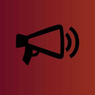 Megafon, degrade kırmızı hoparlör basit düz vektör simgesine