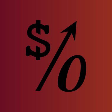 Degrade kırmızı basit düz vektör simgesine yüzde sembolü