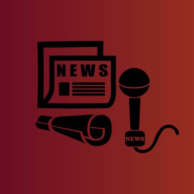 haber, medya basit düz vektör simgesine degrade kırmızı