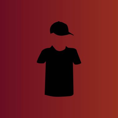 Degrade kırmızı tshirt ve kap basit düz vektör simgesine