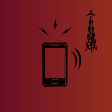 Cep telefonu güç basit düz vektör simgesi üzerinde gradyan kırmızı