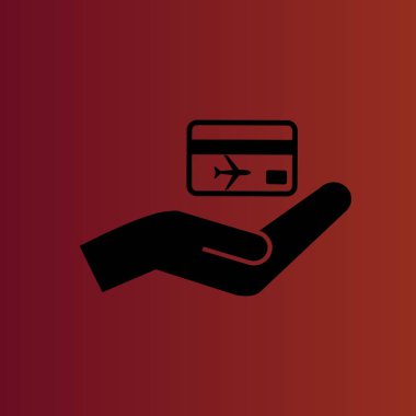 Degrade kırmızı el ve bilet basit düz vektör simgesine