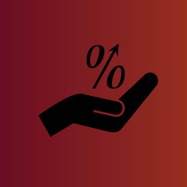 Degrade kırmızı el basit düz vektör simge yüzde simgesi