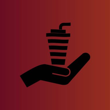 Degrade kırmızı saman basit düz vektör simgesine fincanla