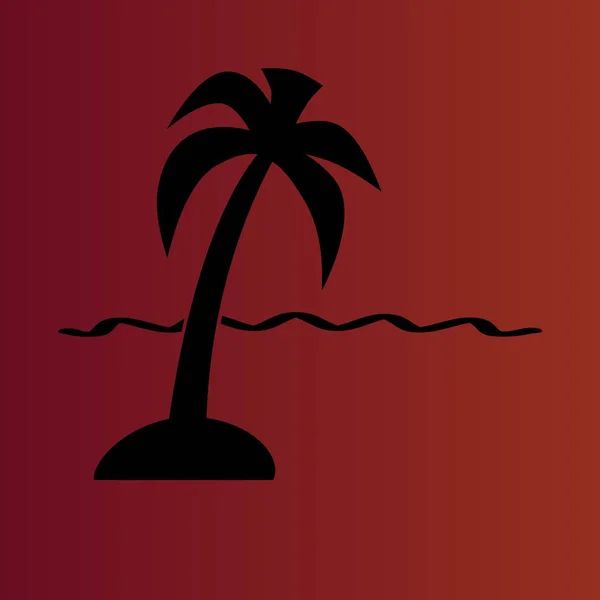 Exotische Insel Einfaches Flaches Vektorsymbol Auf Gradient Rot — Stockvektor
