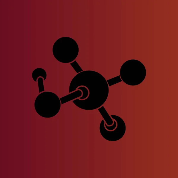 Molécula Simple Icono Vector Plano Rojo Degradado — Vector de stock