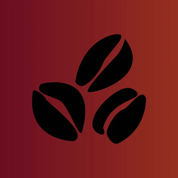 Grains Café Simple Icône Vectorielle Plate Sur Dégradé Rouge — Image vectorielle