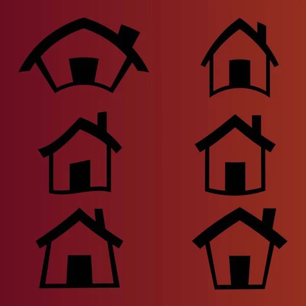 住宅の簡単なフラット ベクトルのアイコンをグラデーションの赤に設定 — ストックベクタ