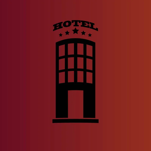 Hotel Einfache Flache Vektor Symbol Auf Gradient Rot — Stockvektor