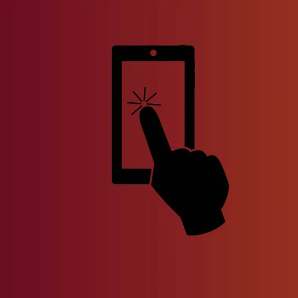 Touchscreen Smartphone Einfaches Flaches Vektorsymbol Auf Farbverlauf Rot — Stockvektor