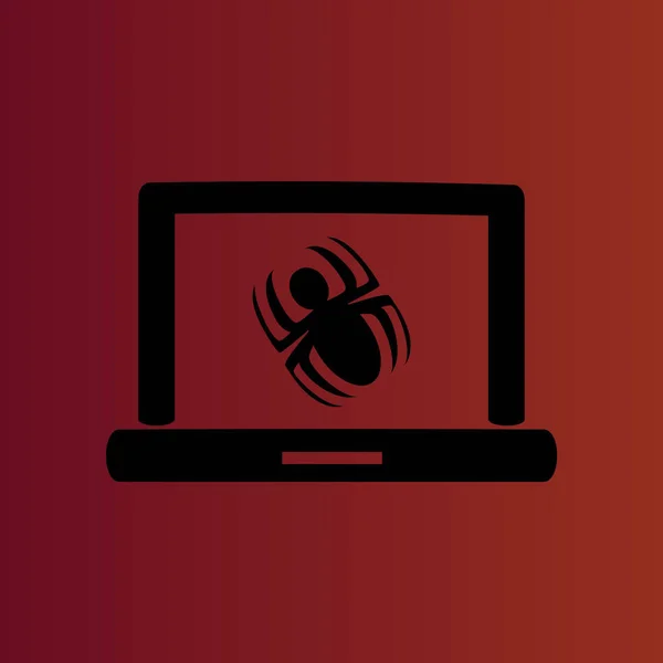 Laptop Está Infectado Por Malware Simple Icono Vector Plano Rojo — Vector de stock