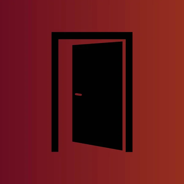 グラデーション赤のドアを開けて単純なフラット ベクトル アイコン — ストックベクタ