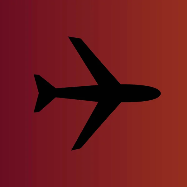 Avion Simple Icône Vectorielle Plate Sur Dégradé Rouge — Image vectorielle