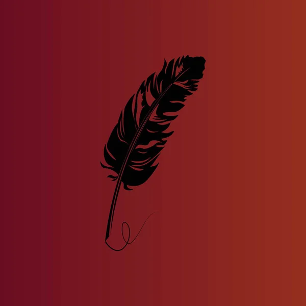 Feather Simple Flat Vector Icon Gradient Red — Stock Vector