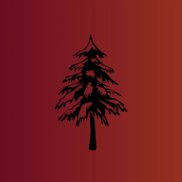 Picea Simple Icono Vector Plano Rojo Degradado — Vector de stock
