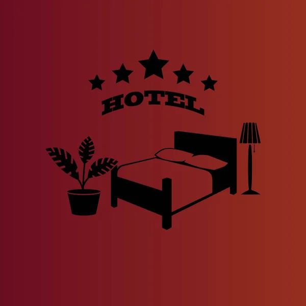 Ξενοδοχείο Απλή Επίπεδη Διάνυσμα Εικονίδιο Στο Ντεγκραντέ Κόκκινο Σημάδι — Διανυσματικό Αρχείο