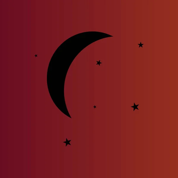 Hold Csillagok Egyszerű Lapos Vektor Ikon Színátmenet Piros — Stock Vector