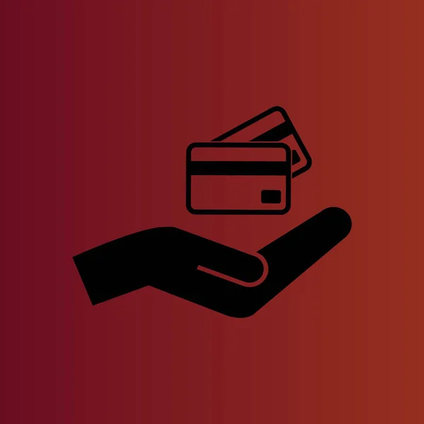 Cartões Crédito Mão Simples Ícone Vetorial Plana Gradiente Vermelho — Vetor de Stock