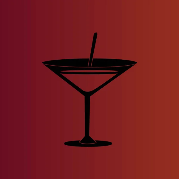 Cocktail Semplice Icona Vettoriale Piatta Sul Rosso Sfumato — Vettoriale Stock