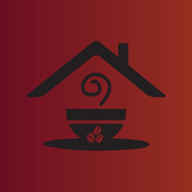 Kahve Kupası basit düz vektör simgesine degrade kırmızı