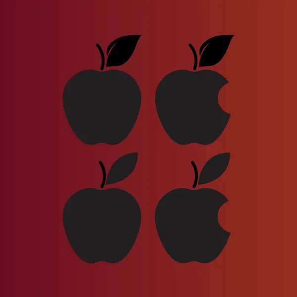 Pommes Simple Icône Vectorielle Plate Sur Dégradé Rouge — Image vectorielle