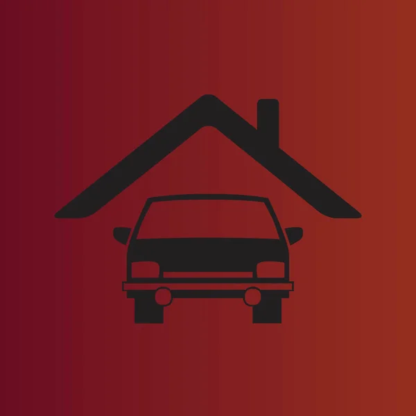 Coche Simple Icono Vector Plano Rojo Degradado — Vector de stock