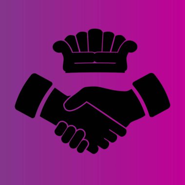 Kanepe ve el sıkışma vektör simgesi