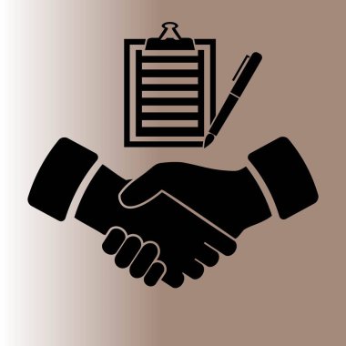 Denetim listesi ve el sıkışma web simgesi, vektör çizim