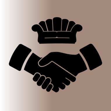 Kanepe ve el sıkışma web simgesi, vektör çizim