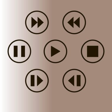 Media player kontrol düğmeleri web Icons set, vektör çizim