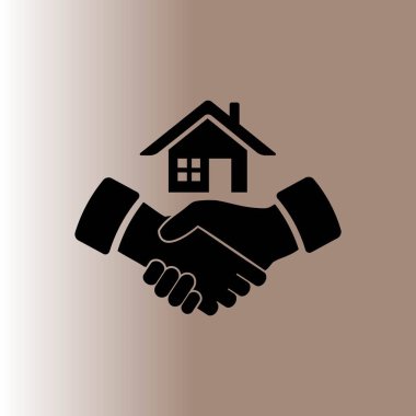 ev ve el sıkışma web simgesi, vektör çizim