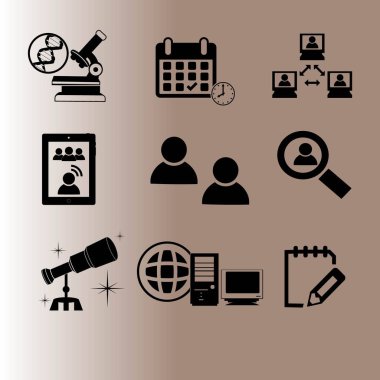 Online eğitim, video öğreticiler, eğitim kursları için simge kümesi