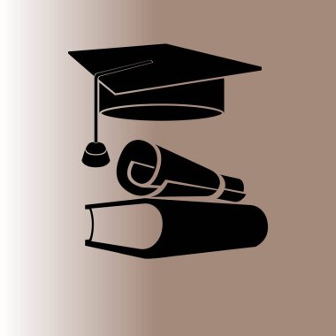 Öğrenci şapka ve kitap web simgesi, vektör çizim