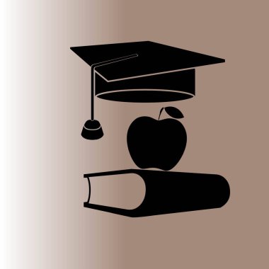 Öğrenci şapka ve kitap web simgesi, vektör çizim